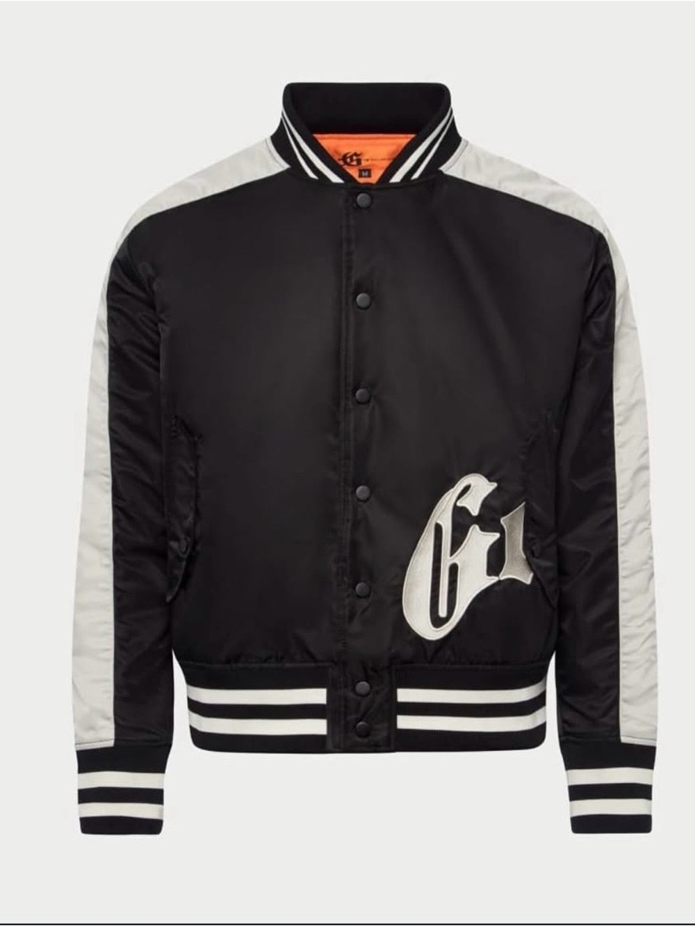 Godspeed OG LOGO Men's Black and White Varsity Bomber Jacket with Script Patch